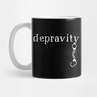 Depravity Handcuffs Hanging Dark Monotone Mug